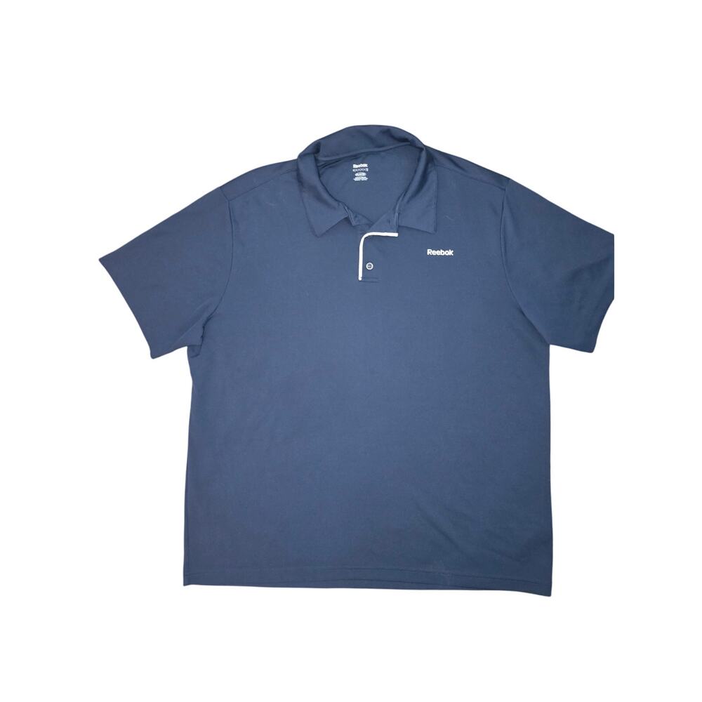 Reebok Play Dry Polo Mens Size XL Navy Blue with white trim - Picture 1 of 5
